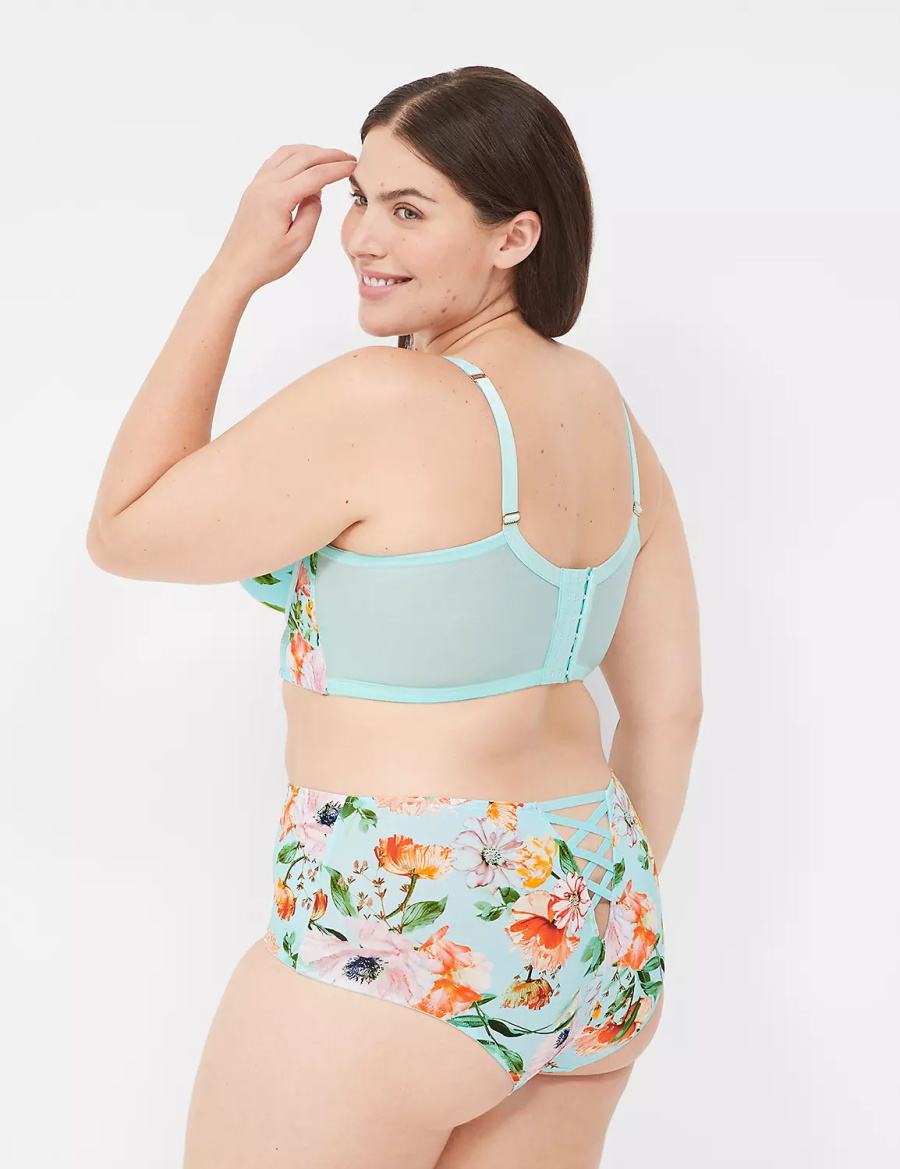 Lane Bryant Printed Boost Longline Reggiseno A Balconcino Donna Verde Acqua | VBP5092GL