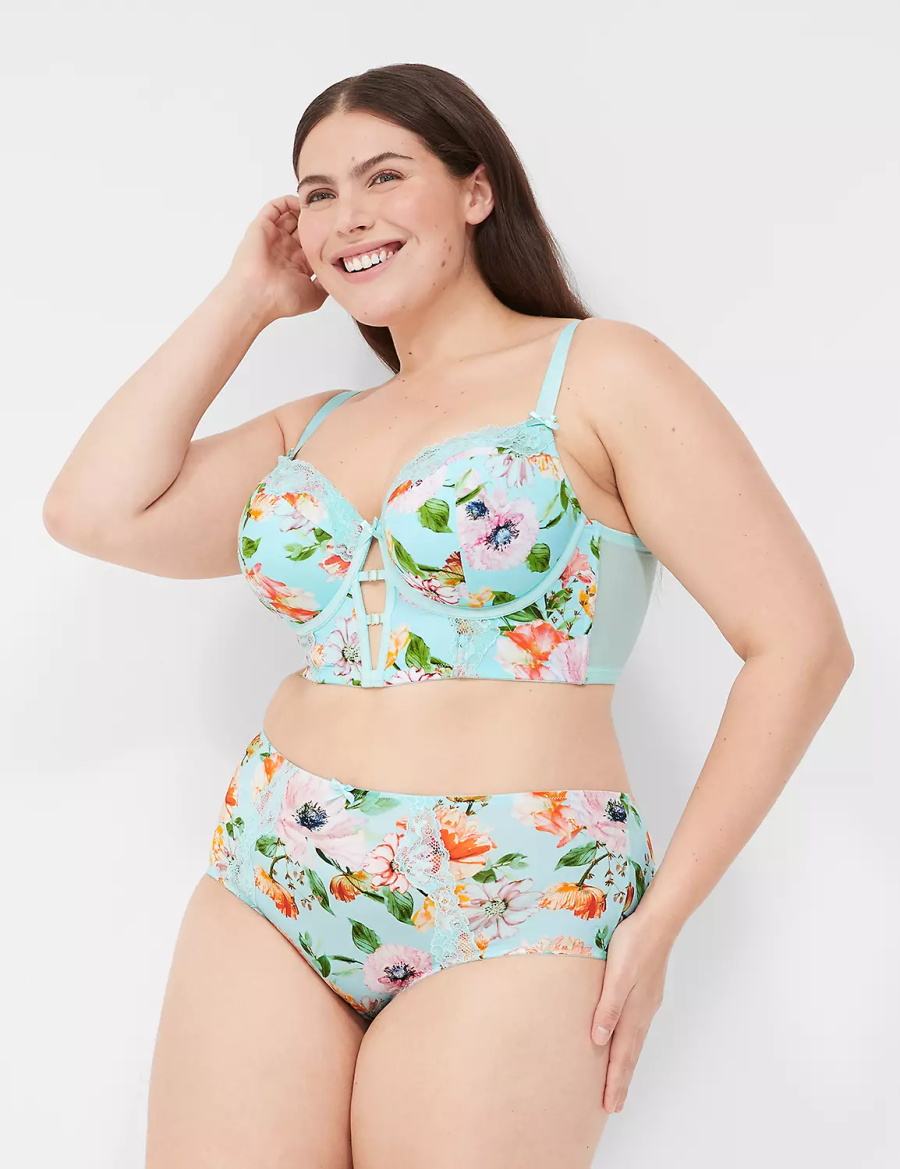 Lane Bryant Printed Lace-Trim Brief Mutandine Sfacciate Donna Verde Acqua | CUH3638JW