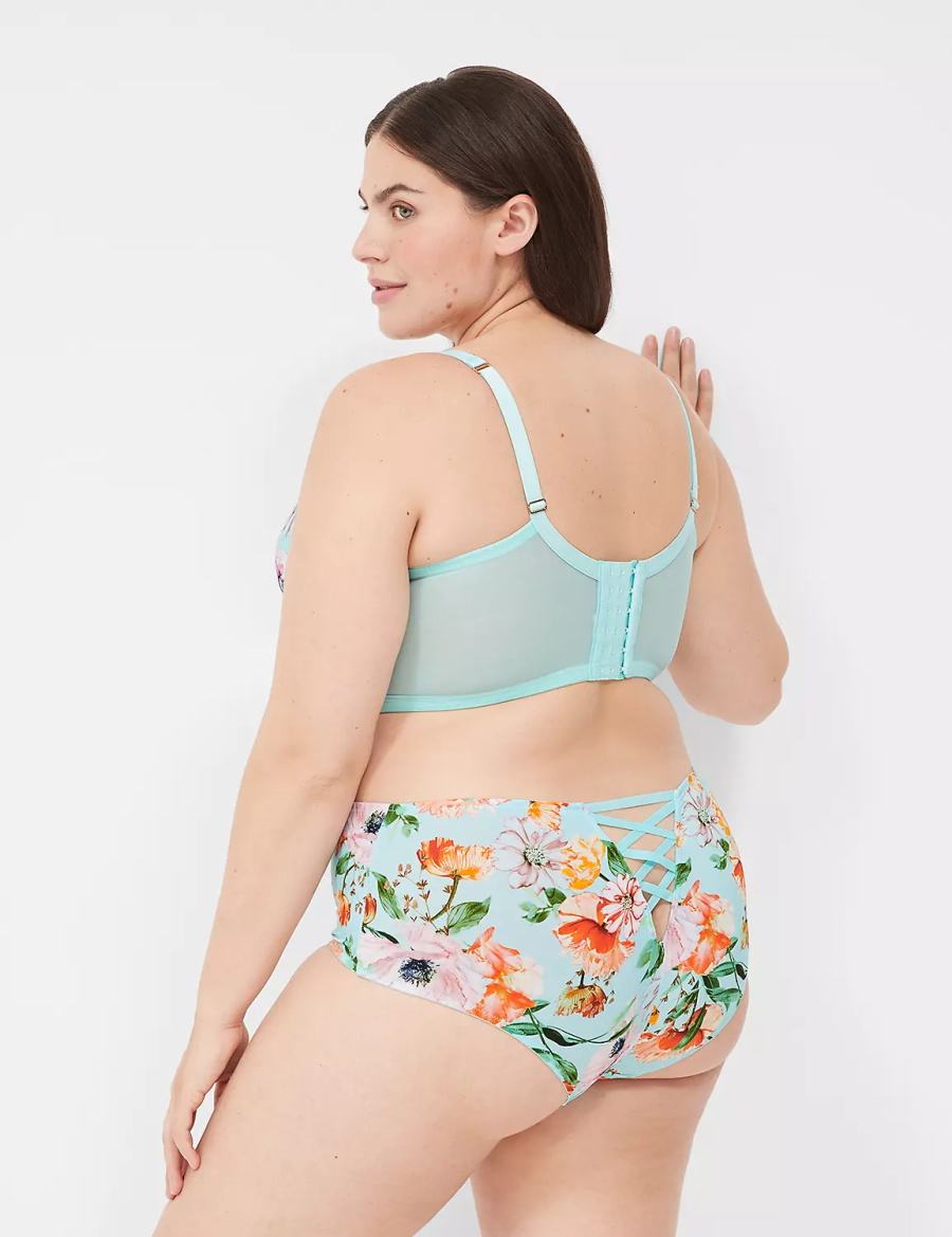 Lane Bryant Printed Lace-Trim Brief Mutandine Sfacciate Donna Verde Acqua | CUH3638JW