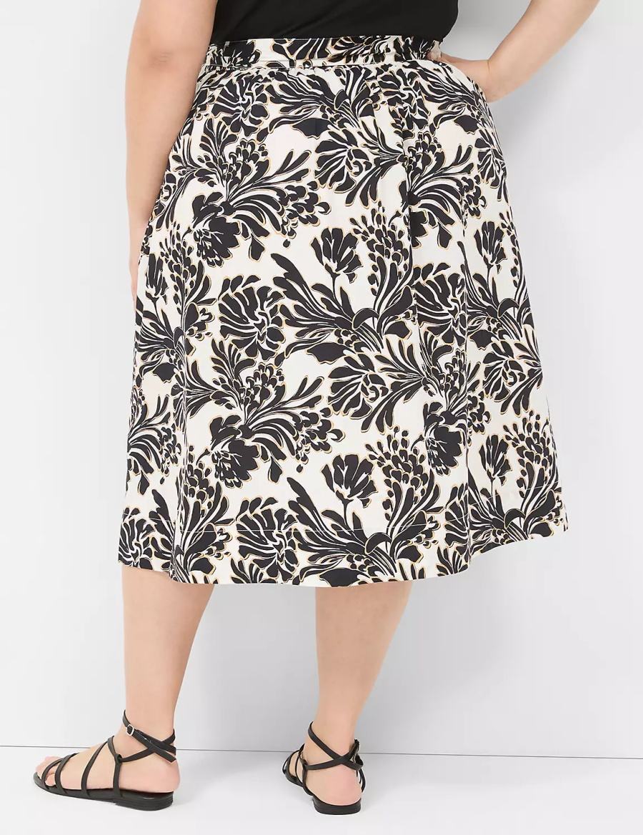 Lane Bryant Printed Midi Gonne Donna Nere | RXB192CL