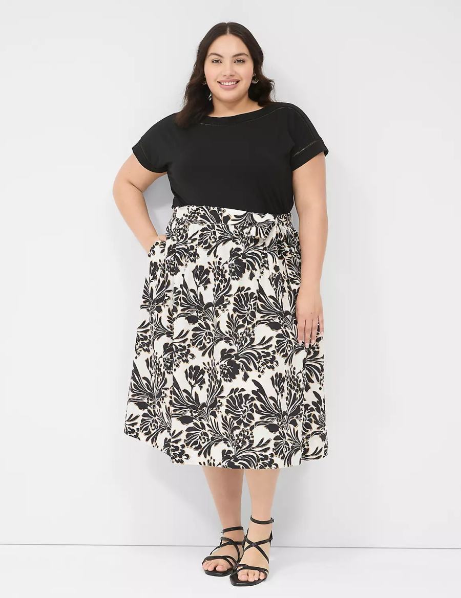 Lane Bryant Printed Midi Gonne Donna Nere | RXB192CL