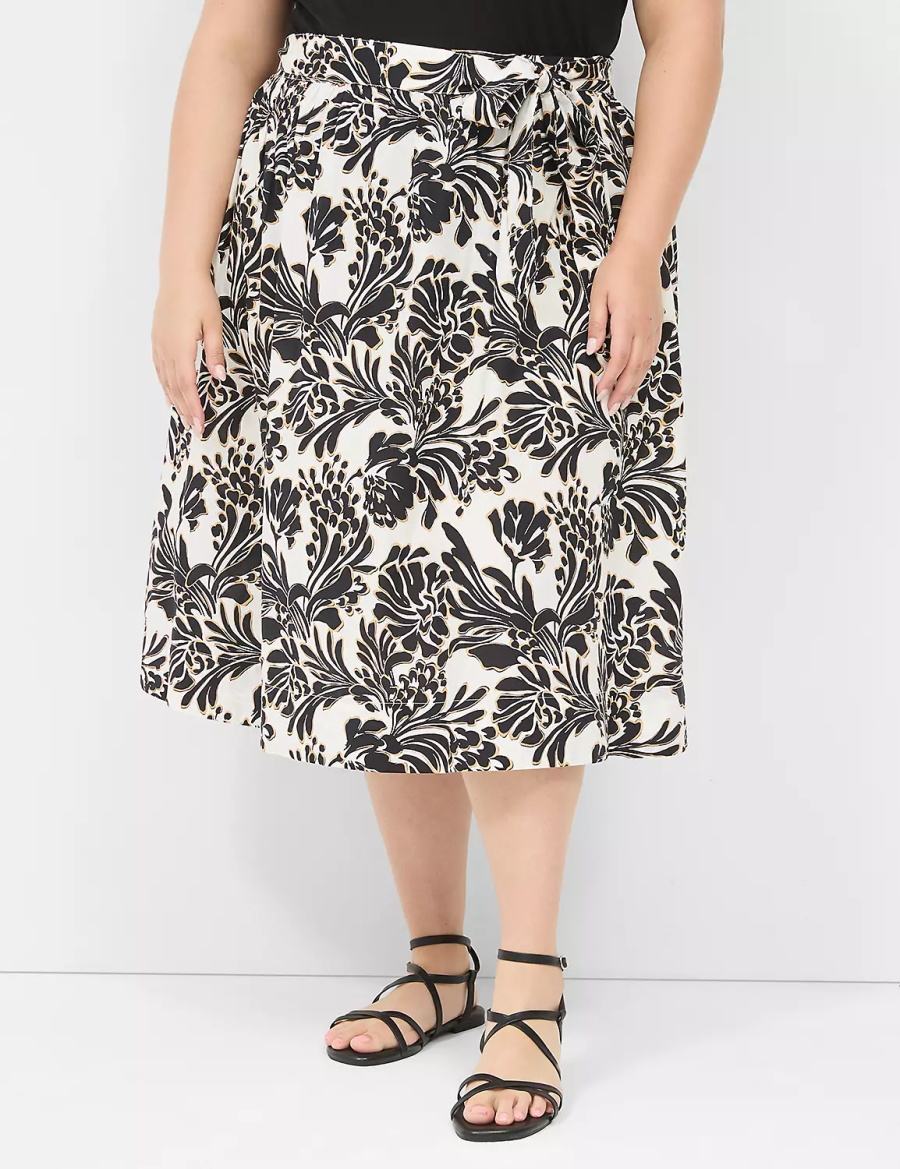 Lane Bryant Printed Midi Gonne Donna Nere | RXB192CL