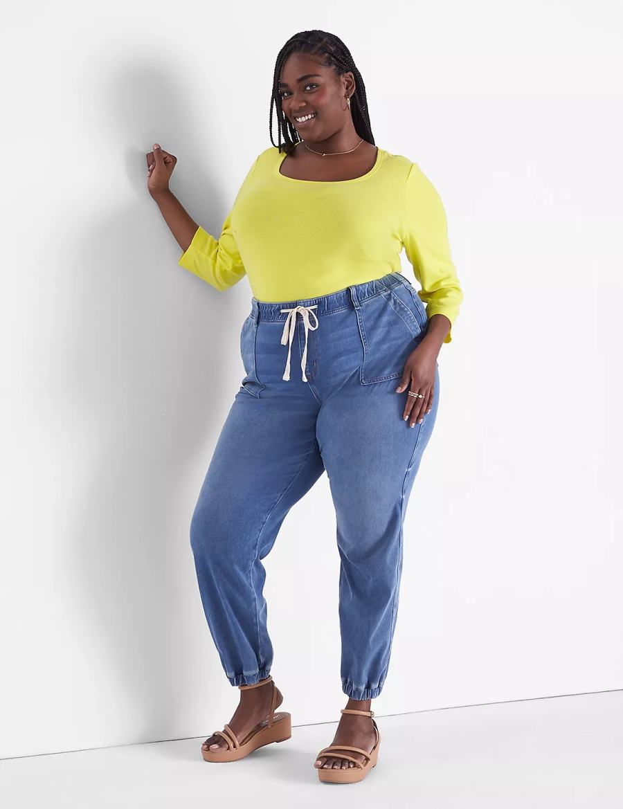 Lane Bryant Pull-On Boyfriend Jogger Jeans Donna Blu | RKD6831GB