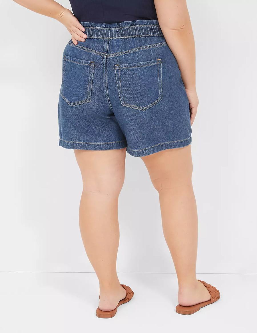 Lane Bryant Pull-On Fit Flirty Jean Pantaloncini Donna Blu | IVE6694SX