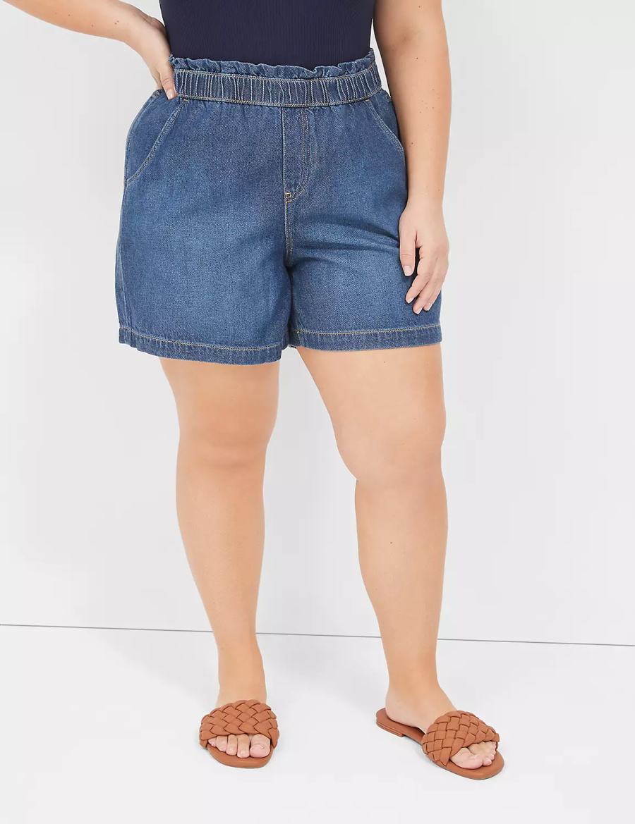 Lane Bryant Pull-On Fit Flirty Jean Pantaloncini Donna Blu | IVE6694SX