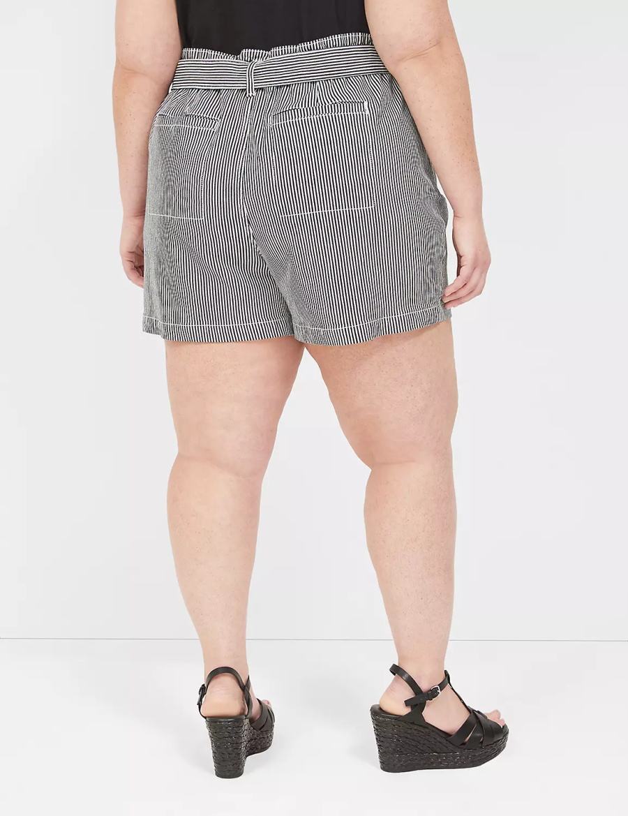 Lane Bryant Pull-On Fit High-Rise Jean Pantaloncini Donna Nere Strisce | FII3359FA