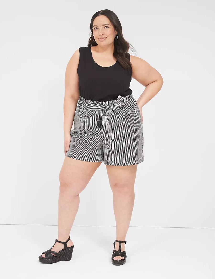 Lane Bryant Pull-On Fit High-Rise Jean Pantaloncini Donna Nere Strisce | FII3359FA