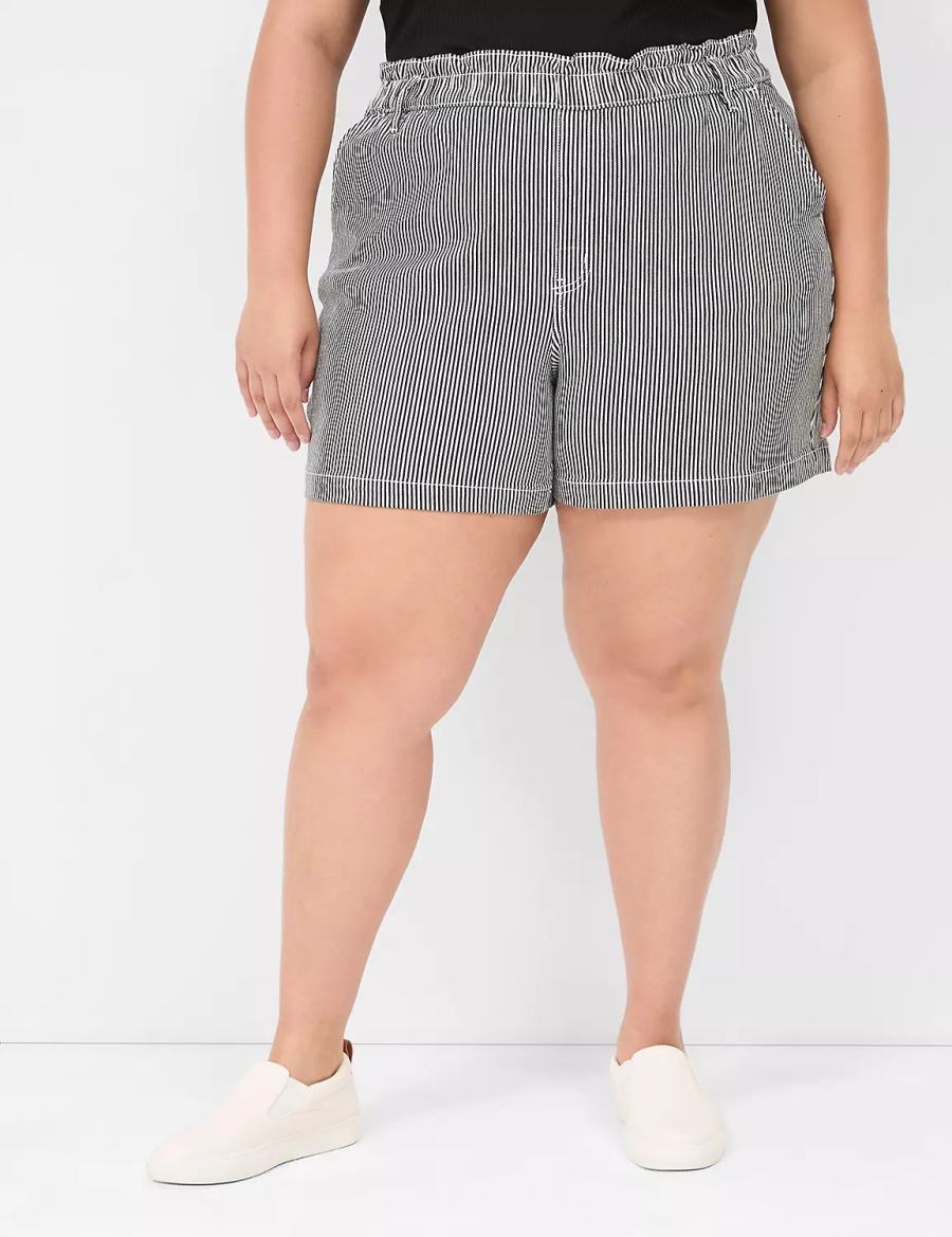 Lane Bryant Pull-On Fit High-Rise Jean Pantaloncini Donna Nere Strisce | FII3359FA