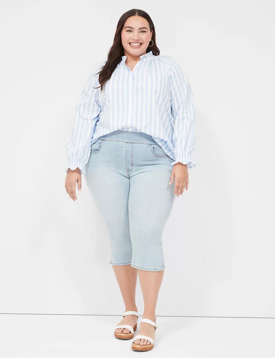 Lane Bryant Pull-On Fit High-Rise Pedal Jeggings Donna Blu Chiaro | GFT8530YC