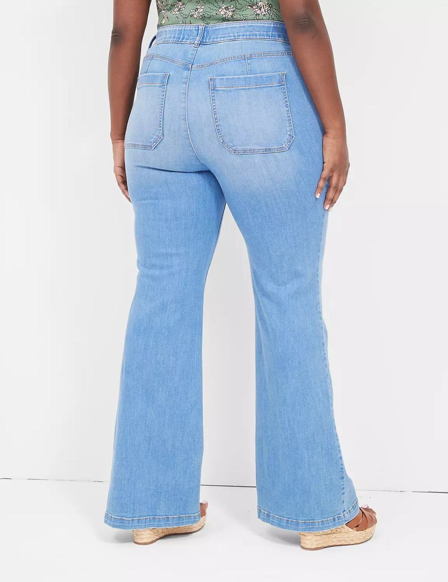 Lane Bryant Pull-On Fit High-Rise Sailor Flare Jeans Donna Blu | MXX683IO