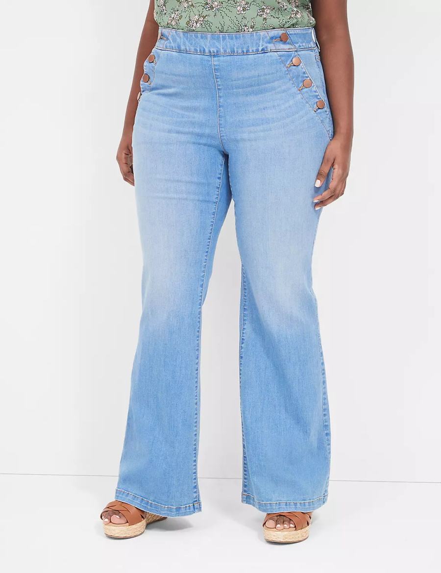 Lane Bryant Pull-On Fit High-Rise Sailor Flare Jeans Donna Blu | MXX683IO