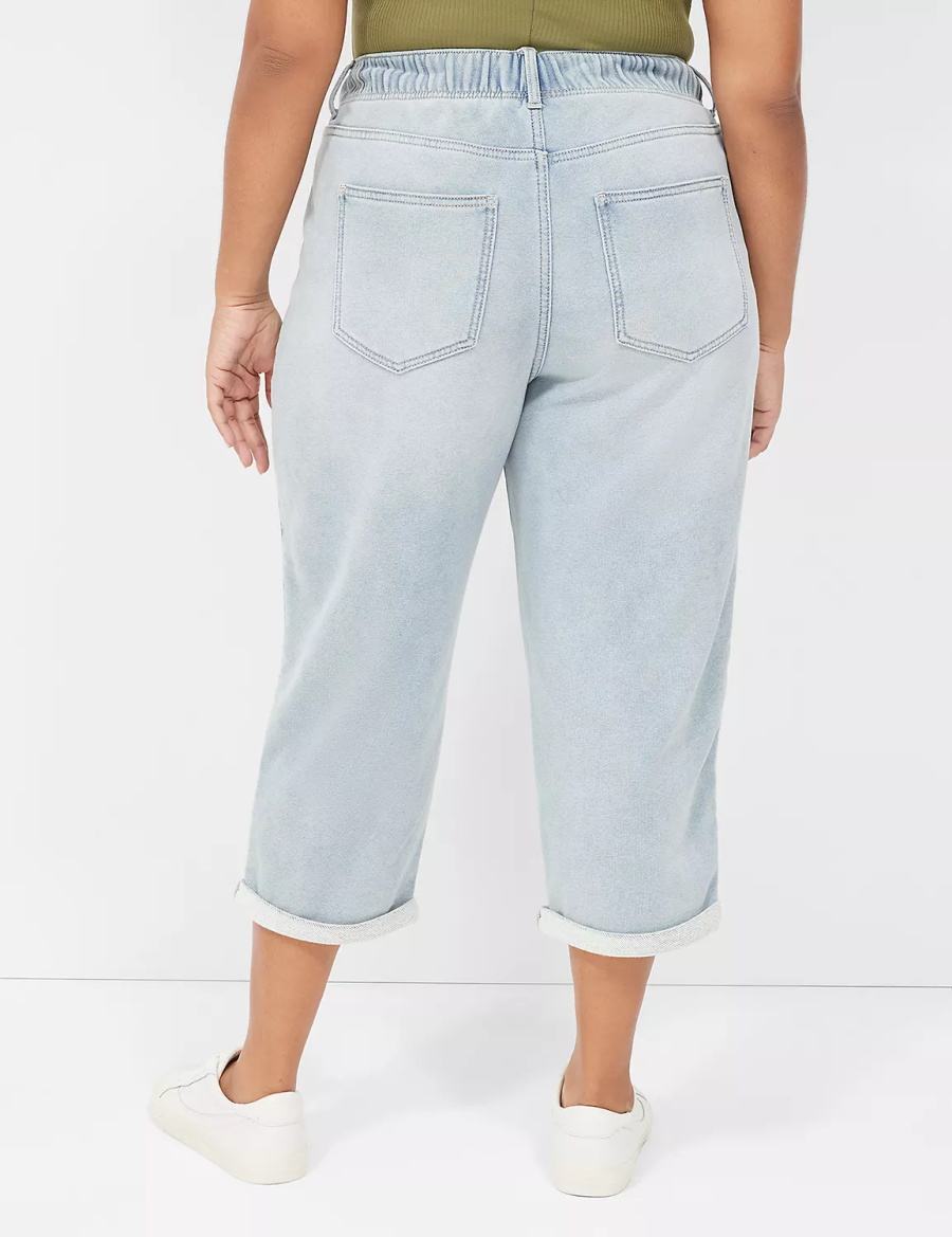 Lane Bryant Pull-On Fit Knit Boyfriend Capri Jeans Donna Blu Chiaro | WTG229TV