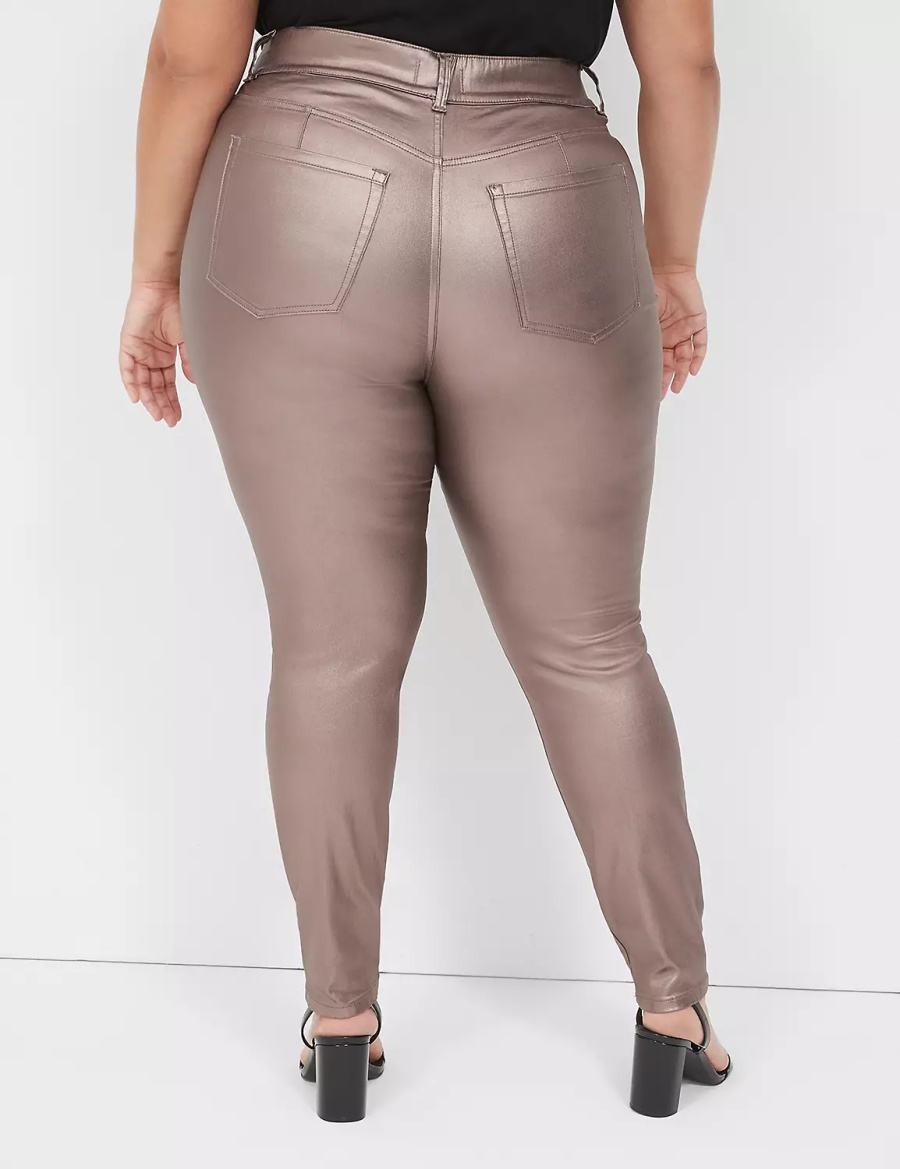 Lane Bryant Pull-On High-Rise Coated Metallic Jeggings Donna Marroni | HHF7555UI