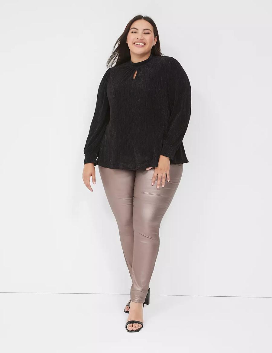 Lane Bryant Pull-On High-Rise Coated Metallic Jeggings Donna Marroni | HHF7555UI