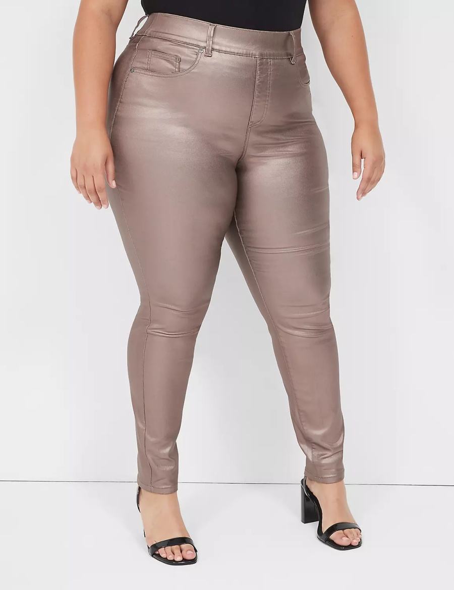 Lane Bryant Pull-On High-Rise Coated Metallic Jeggings Donna Marroni | HHF7555UI