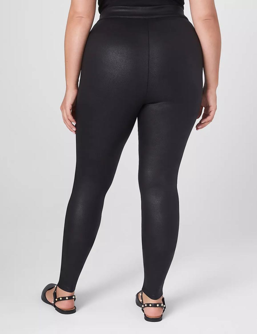 Lane Bryant Pull-On High-Rise Ponte - Coated Leggings Donna Nere | IBD453AD