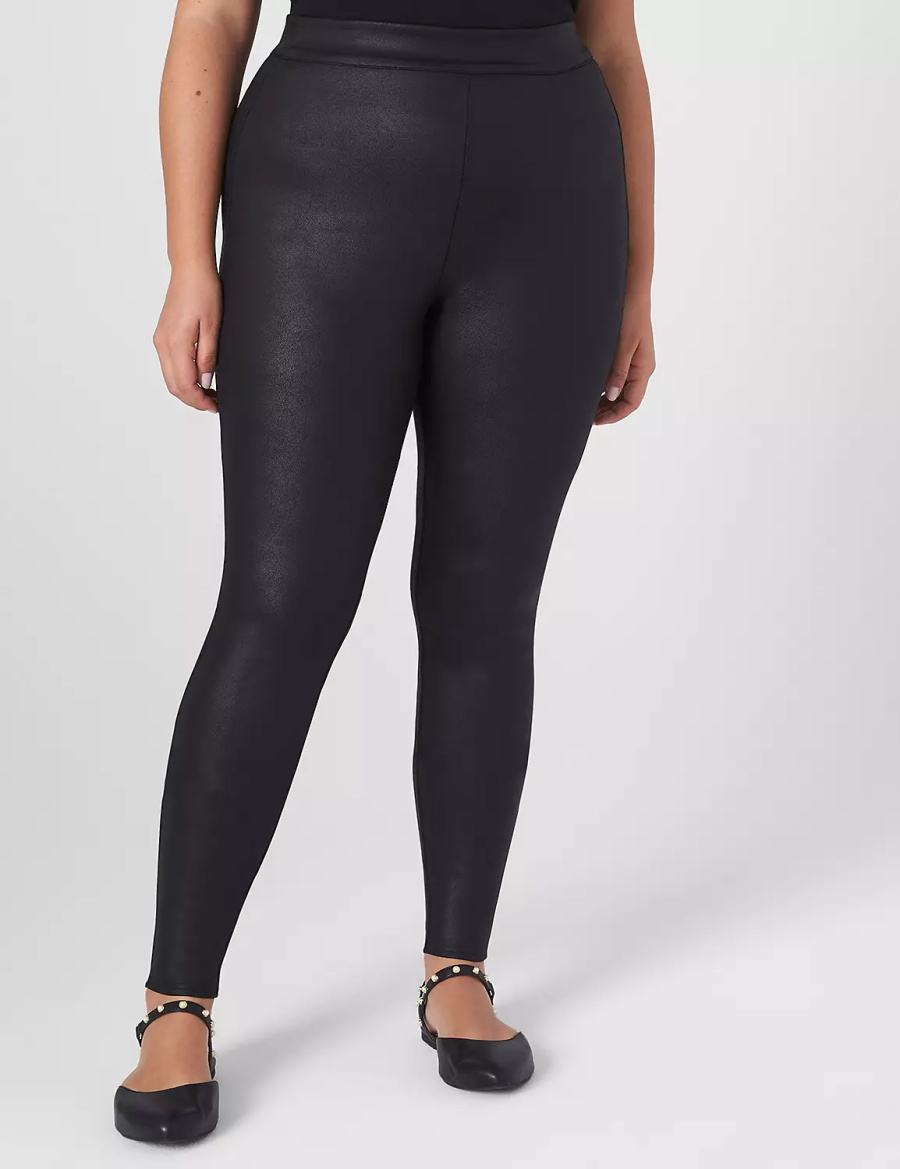 Lane Bryant Pull-On High-Rise Ponte - Coated Leggings Donna Nere | IBD453AD