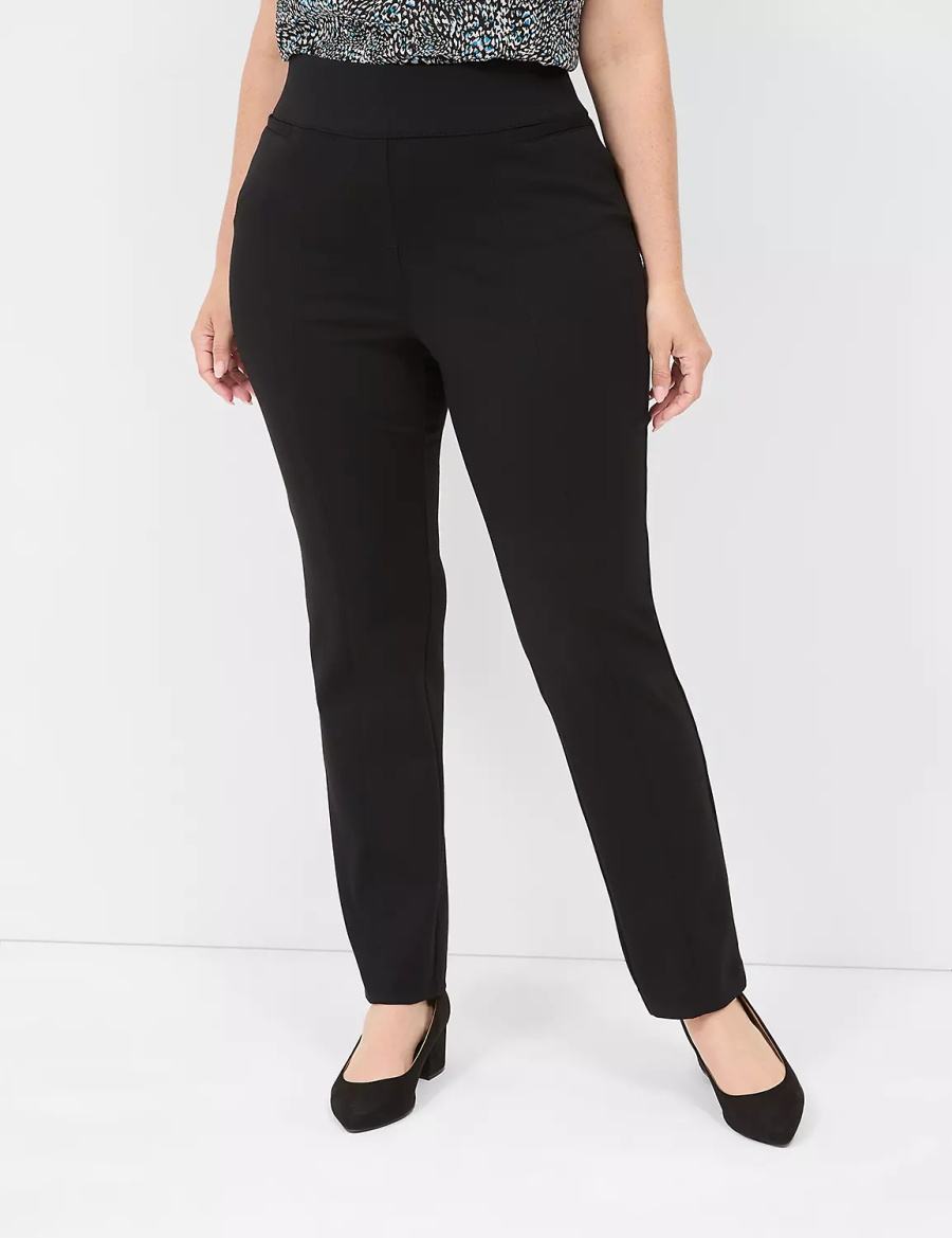 Lane Bryant Pull-On Ponte Straight Pantaloni Donna Nere | CHX8354BI