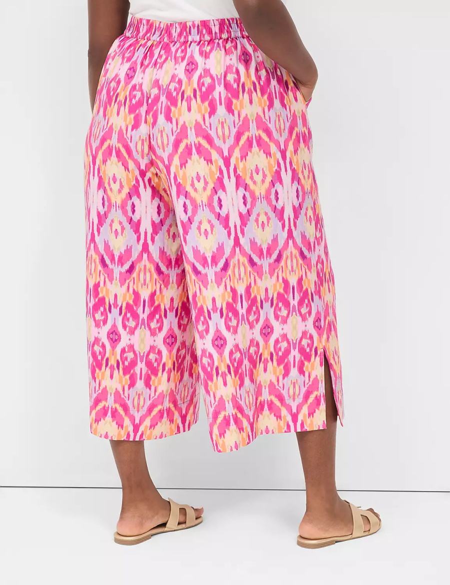 Lane Bryant Pull-On Side-Slit Crop Pantaloni Donna Rosa | SIG2624CJ