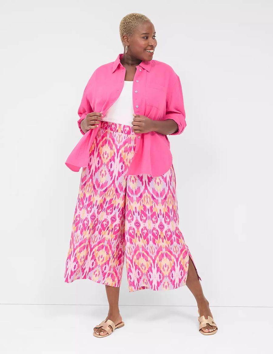 Lane Bryant Pull-On Side-Slit Crop Pantaloni Donna Rosa | SIG2624CJ