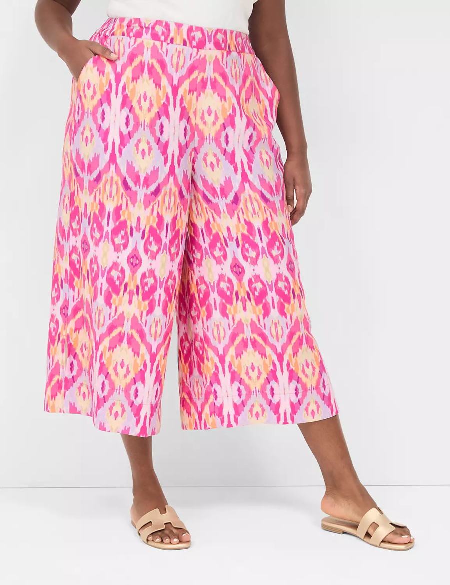 Lane Bryant Pull-On Side-Slit Crop Pantaloni Donna Rosa | SIG2624CJ