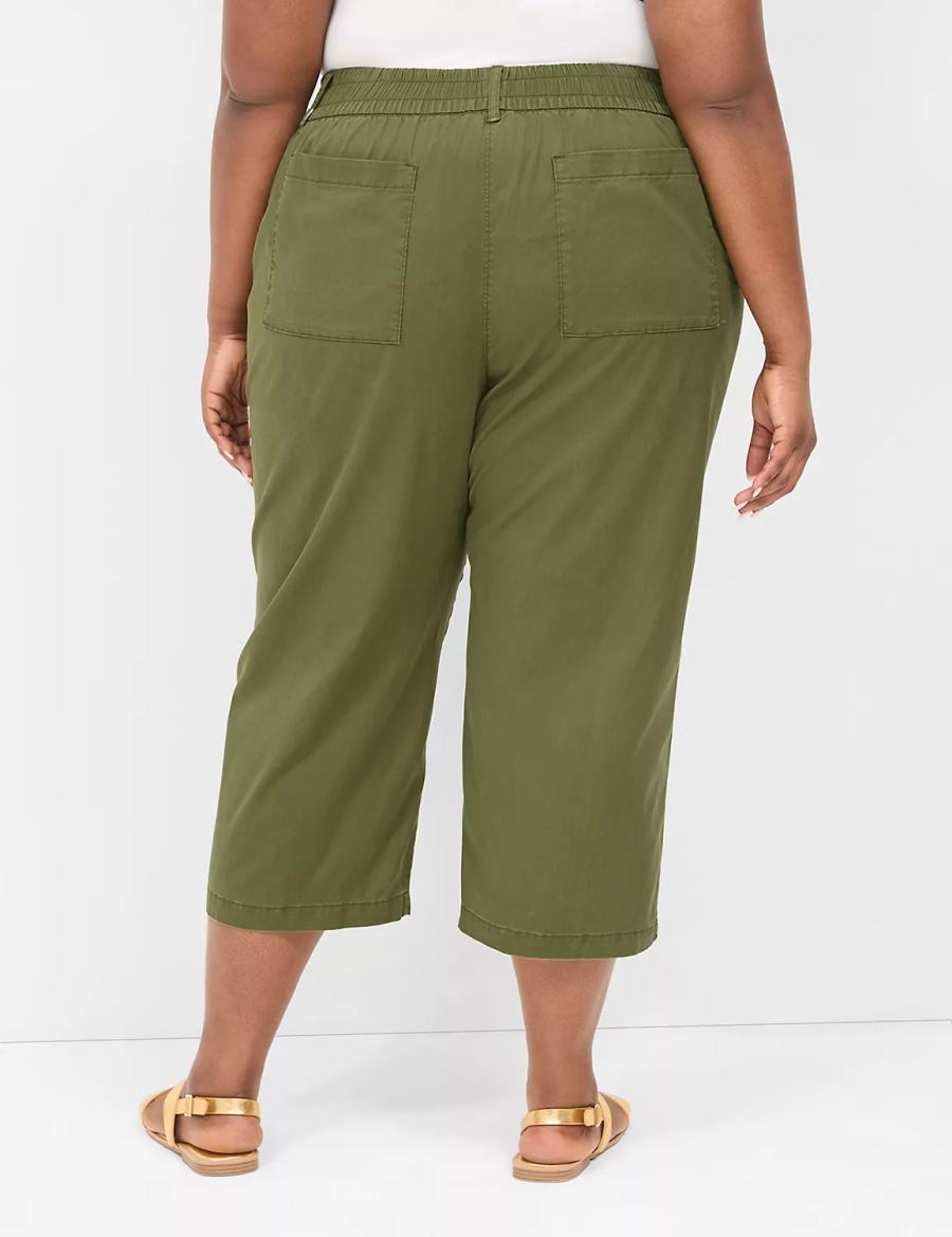 Lane Bryant Pull-On Soft Twill Capri Pantaloni Donna Verdi | CHP8269BG