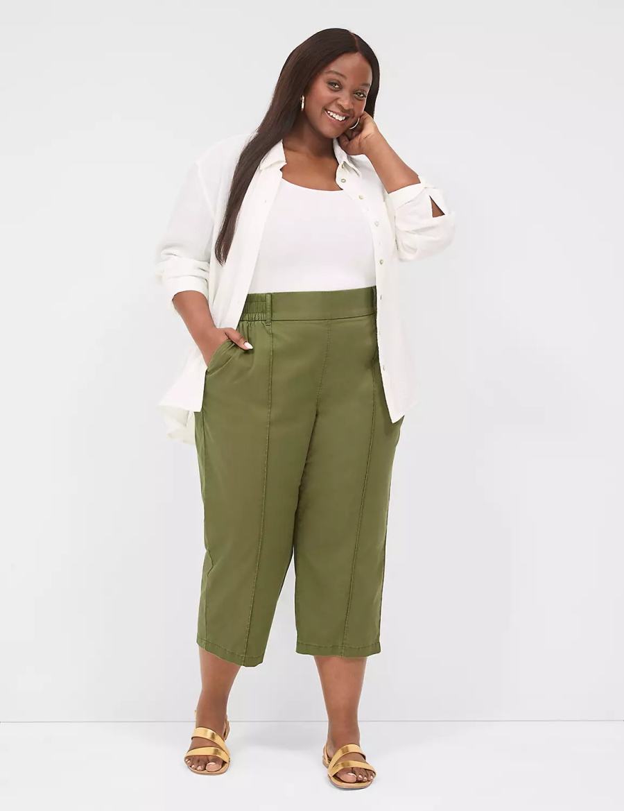 Lane Bryant Pull-On Soft Twill Capri Pantaloni Donna Verdi | CHP8269BG