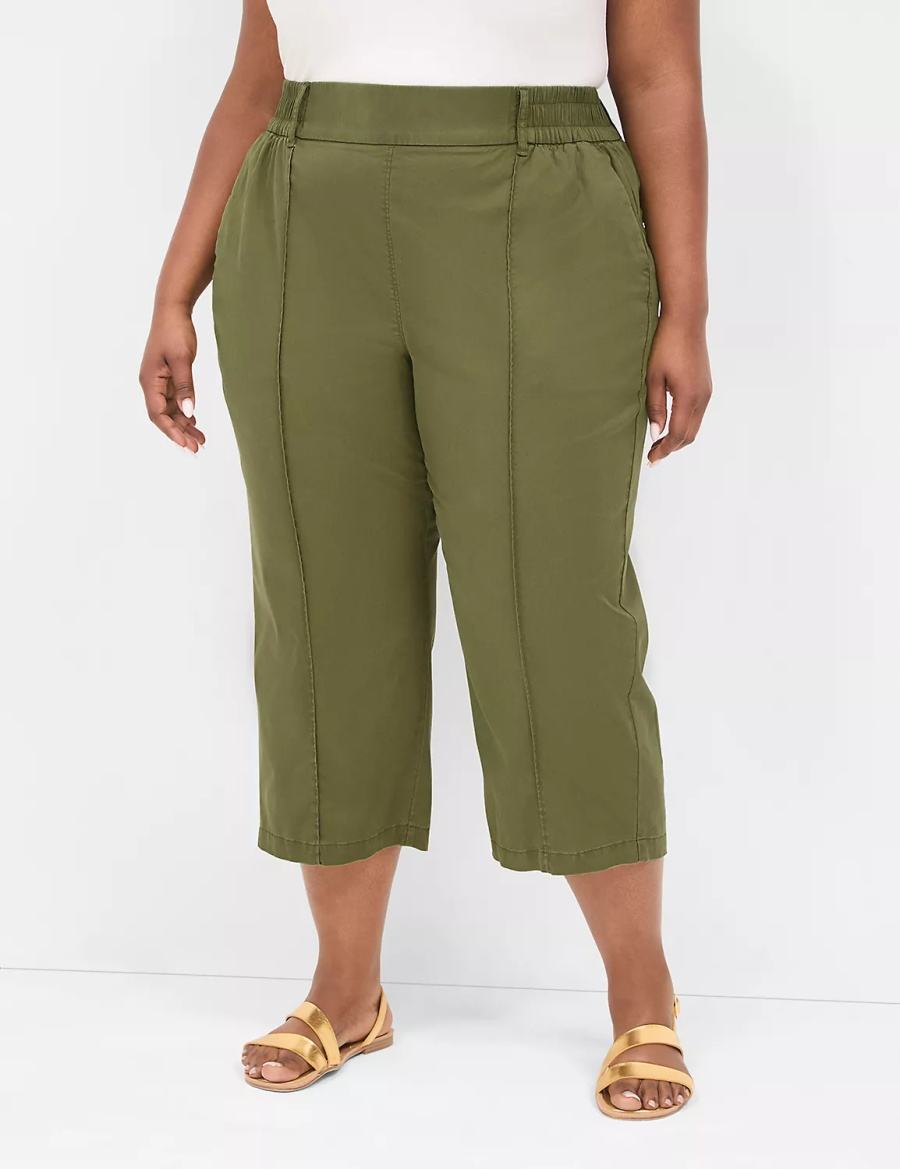 Lane Bryant Pull-On Soft Twill Capri Pantaloni Donna Verdi | CHP8269BG