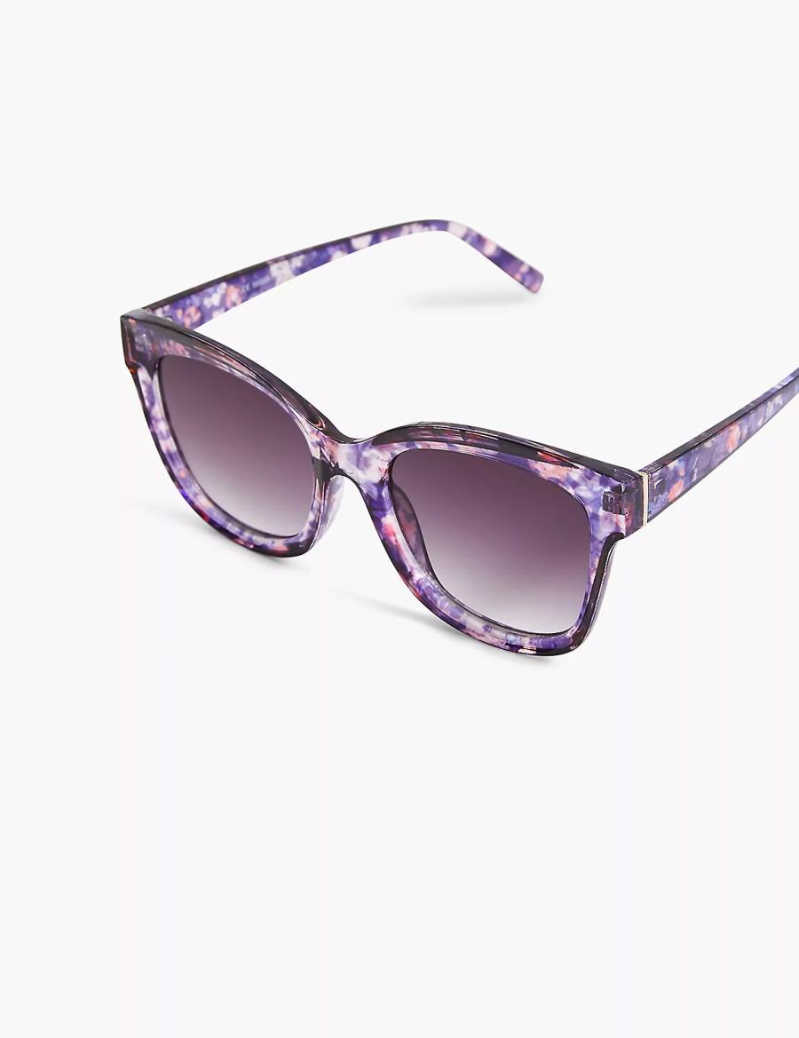 Lane Bryant Purple Floral Cateye Occhiali da Sole Donna Viola Colorate | JUK7879ZM