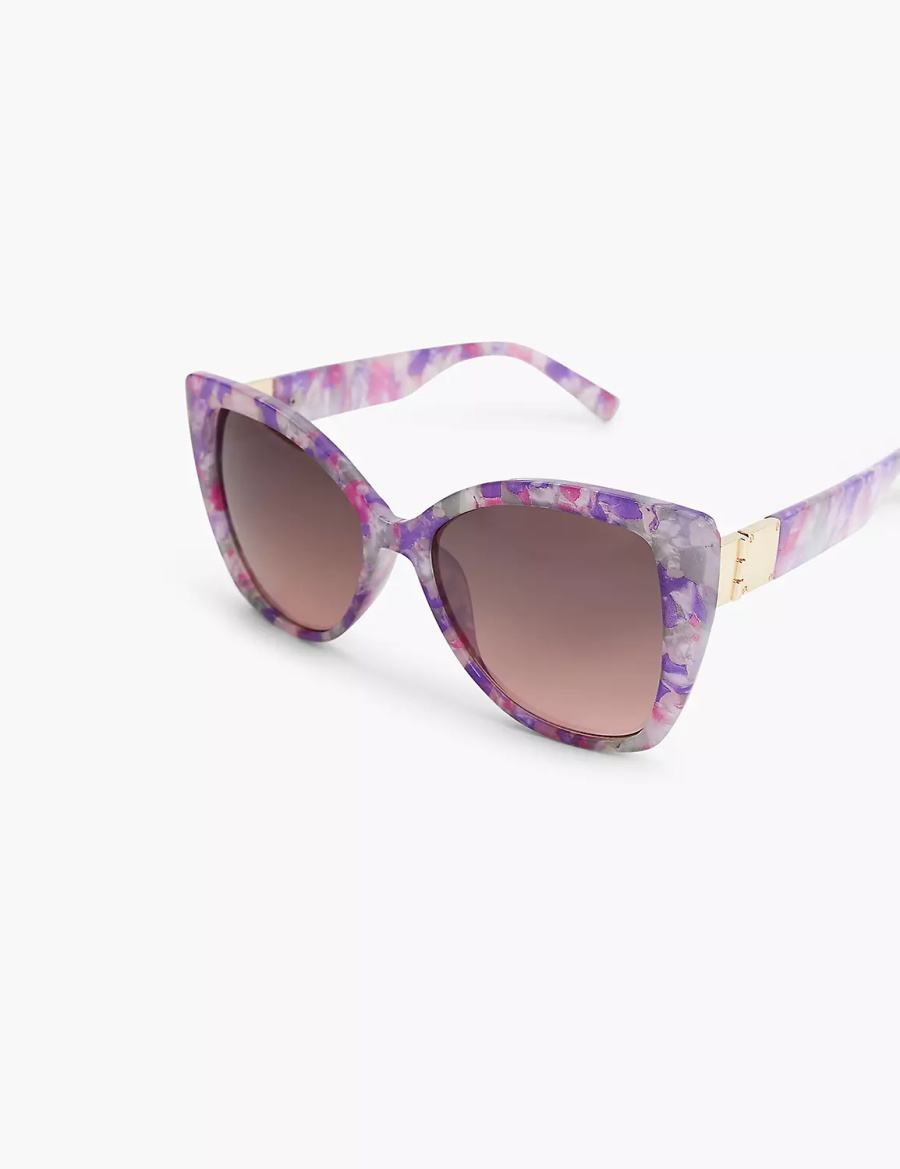 Lane Bryant Purple Marble Cateye Occhiali da Sole Donna Viola Colorate | EXC334HE