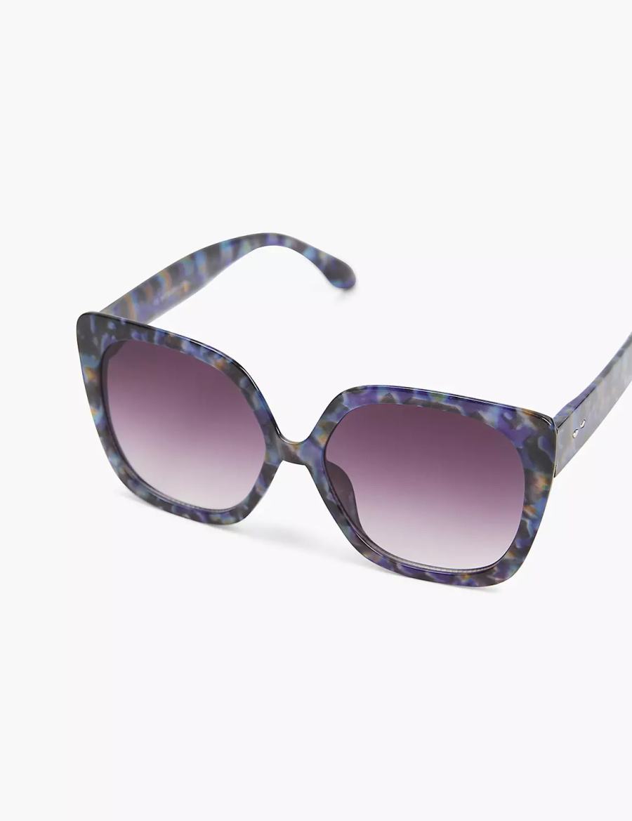 Lane Bryant Purple Tortoiseshell Print Large Cateye Occhiali da Sole Donna Blu Nere | YUY9681OE