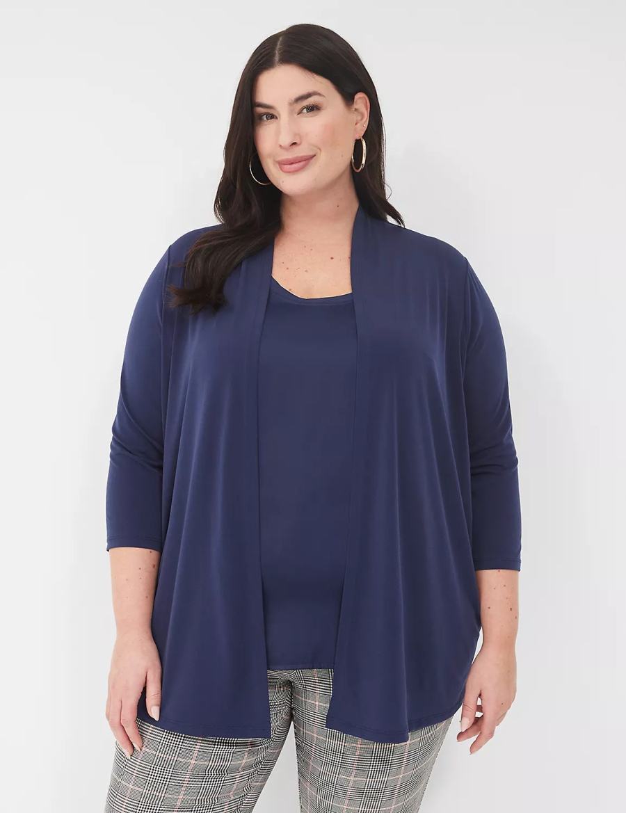 Lane Bryant Relaxed 3/4-Sleeve Overpiece Vestaglia Donna Blu | LZB2277VO