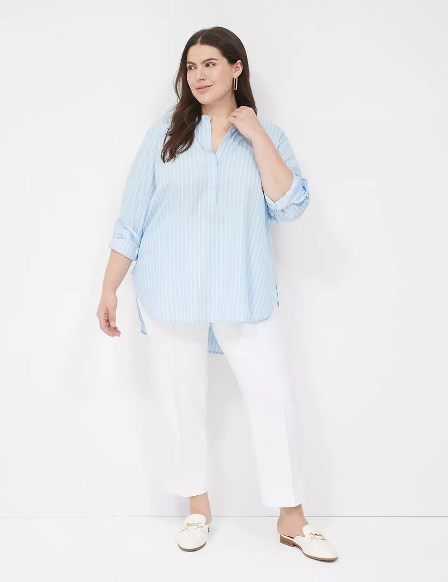 Lane Bryant Relaxed Collar Button-Down Camicie Donna Blu Chiaro Strisce | CRL1528PC