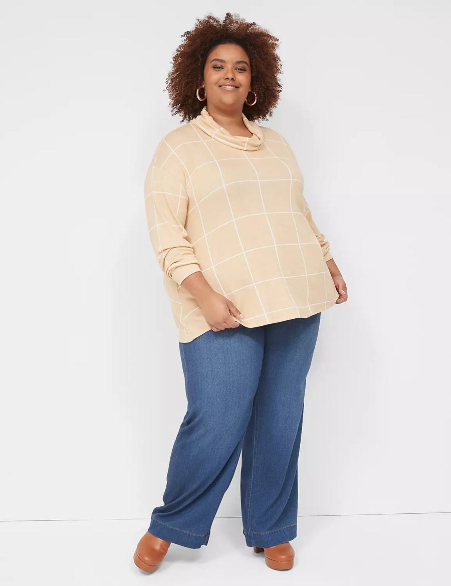 Lane Bryant Relaxed Long-Sleeve Funnel-Neck Felpe Donna Marroni | NCN1252XU