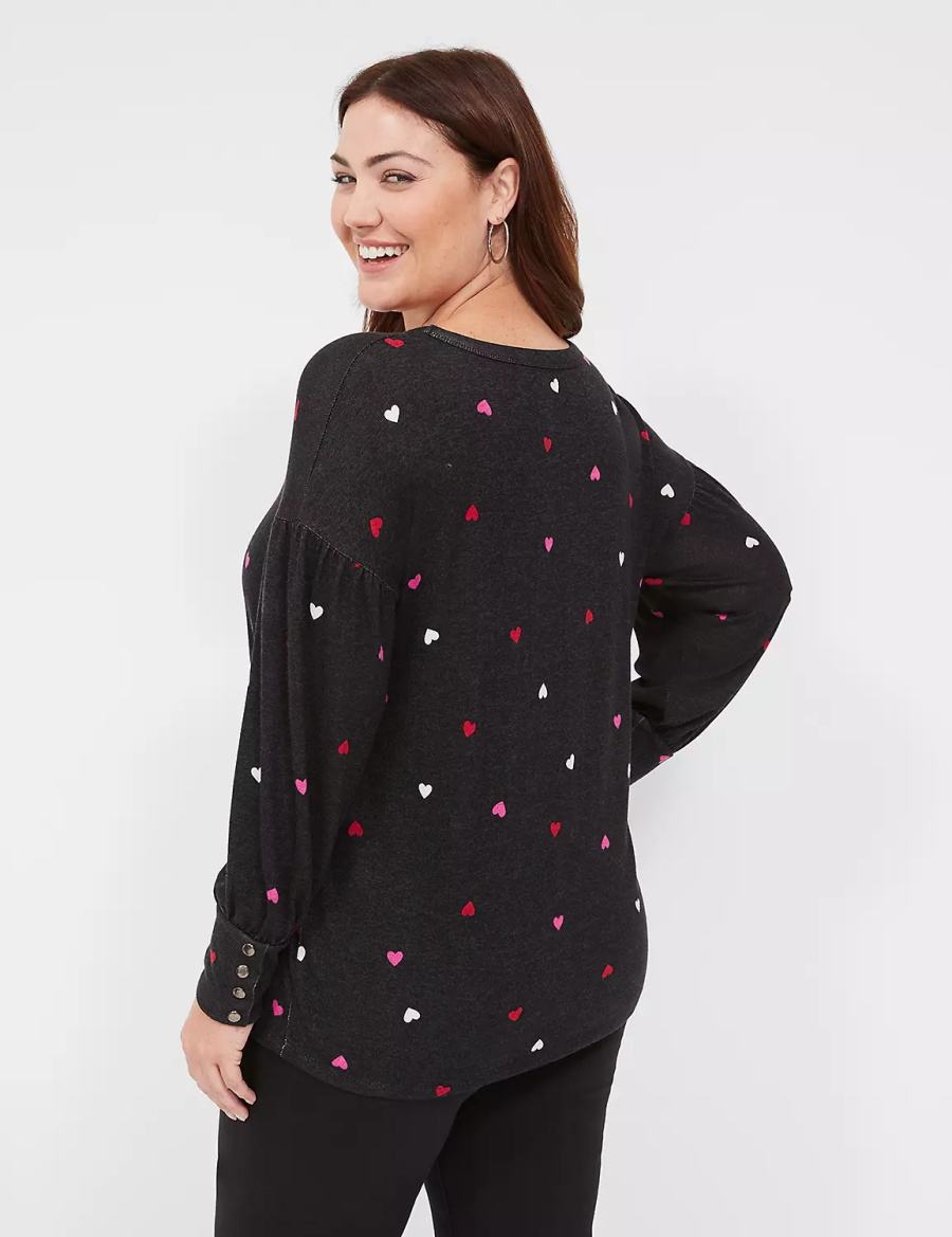 Lane Bryant Relaxed Scoop-Neck Felpe Donna Nere | UFK8739ZS