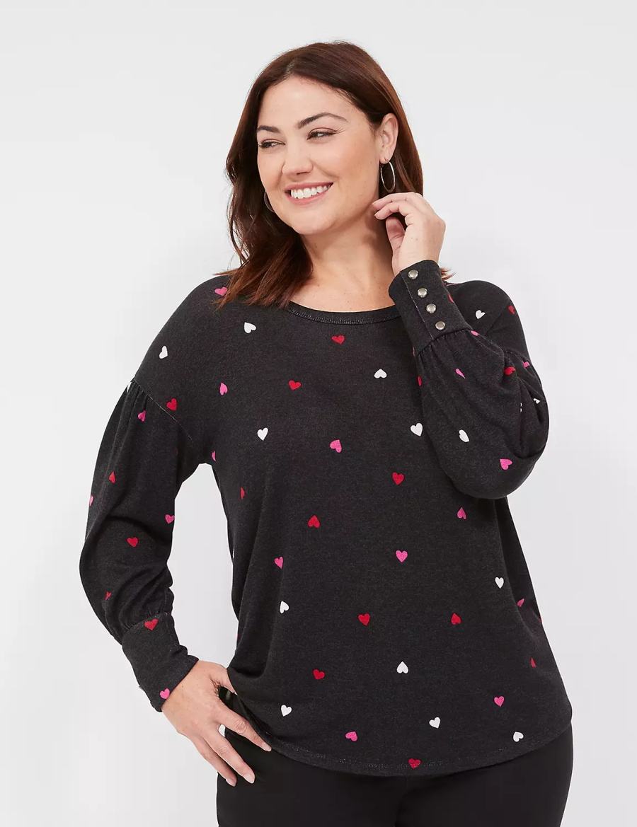 Lane Bryant Relaxed Scoop-Neck Felpe Donna Nere | UFK8739ZS