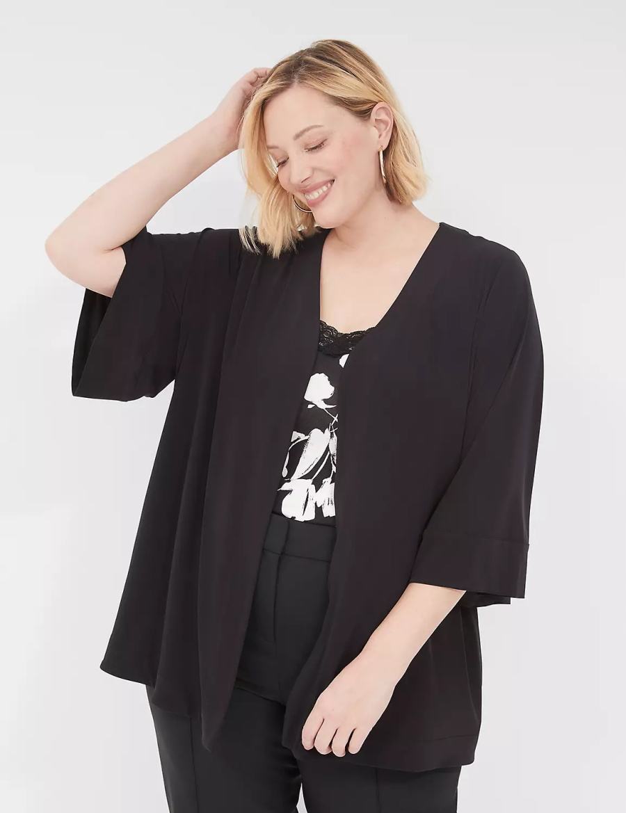 Lane Bryant Relaxed Wide 3/4-Sleeve Overpiece Vestaglia Donna Nere | PYO5294UI