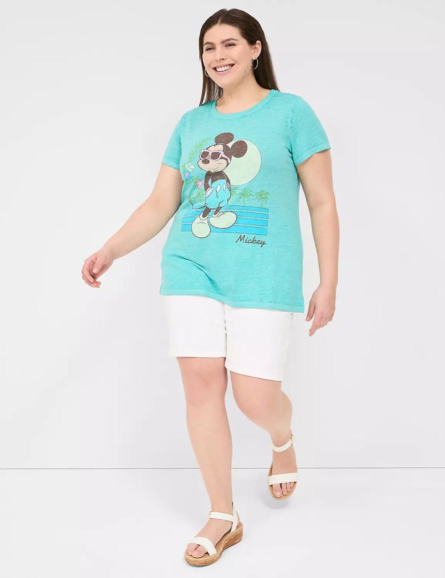 Lane Bryant Rhinestone Mickey Graphic Tee Magliette Donna Verdi | XOA4487UU