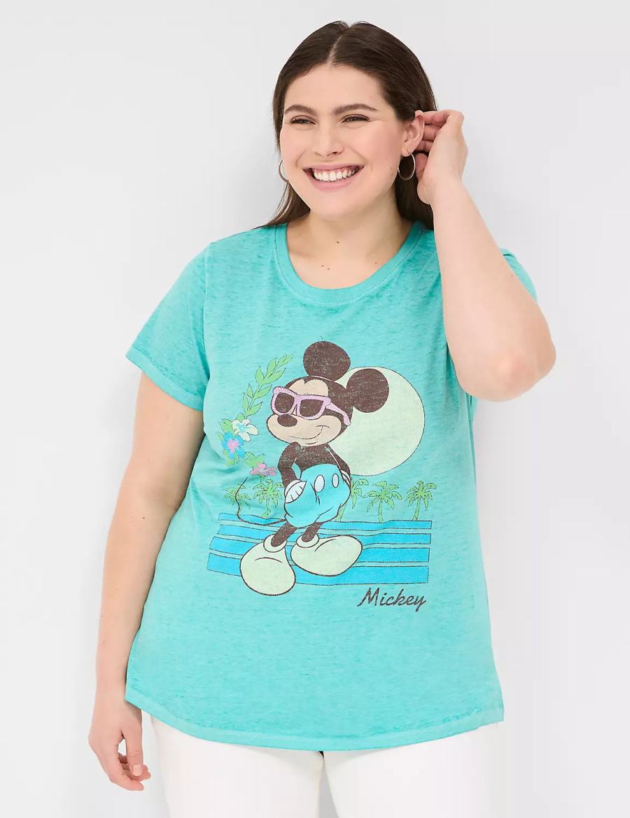 Lane Bryant Rhinestone Mickey Graphic Tee Magliette Donna Verdi | XOA4487UU