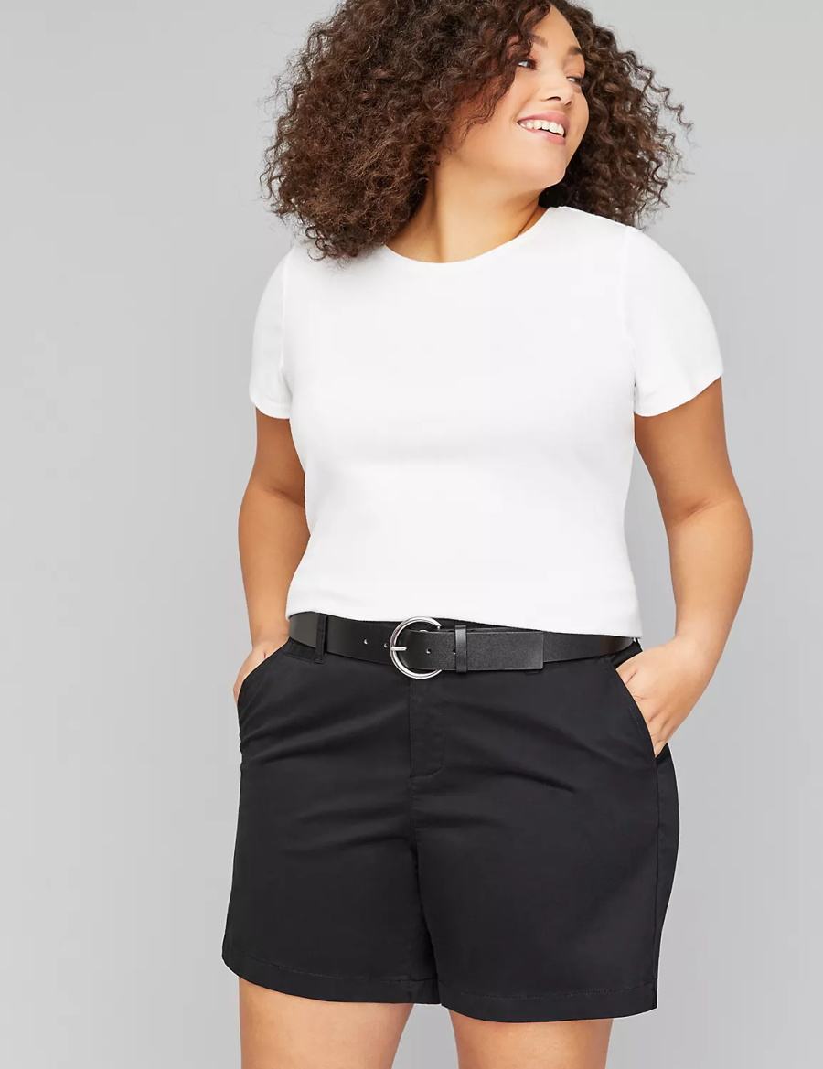 Lane Bryant Round Buckle Cinture Donna Nere | EMH8888KY