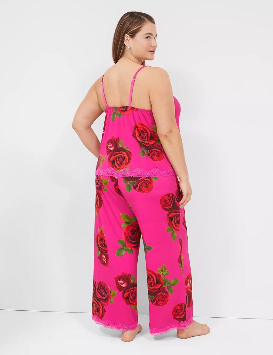 Lane Bryant Ruched Cami & Pant PJ Set Pigiama Donna Rosa Fucsia | IRP228HM