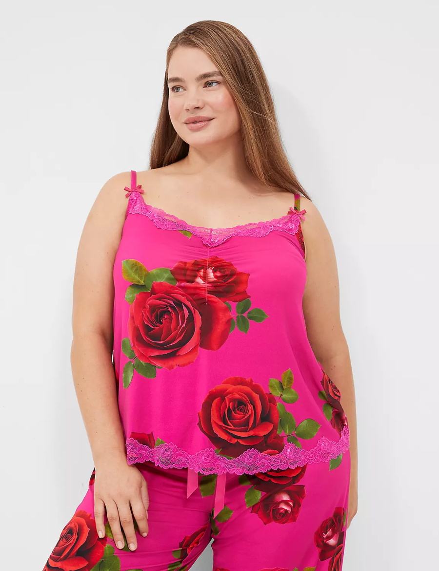 Lane Bryant Ruched Cami & Pant PJ Set Pigiama Donna Rosa Fucsia | IRP228HM