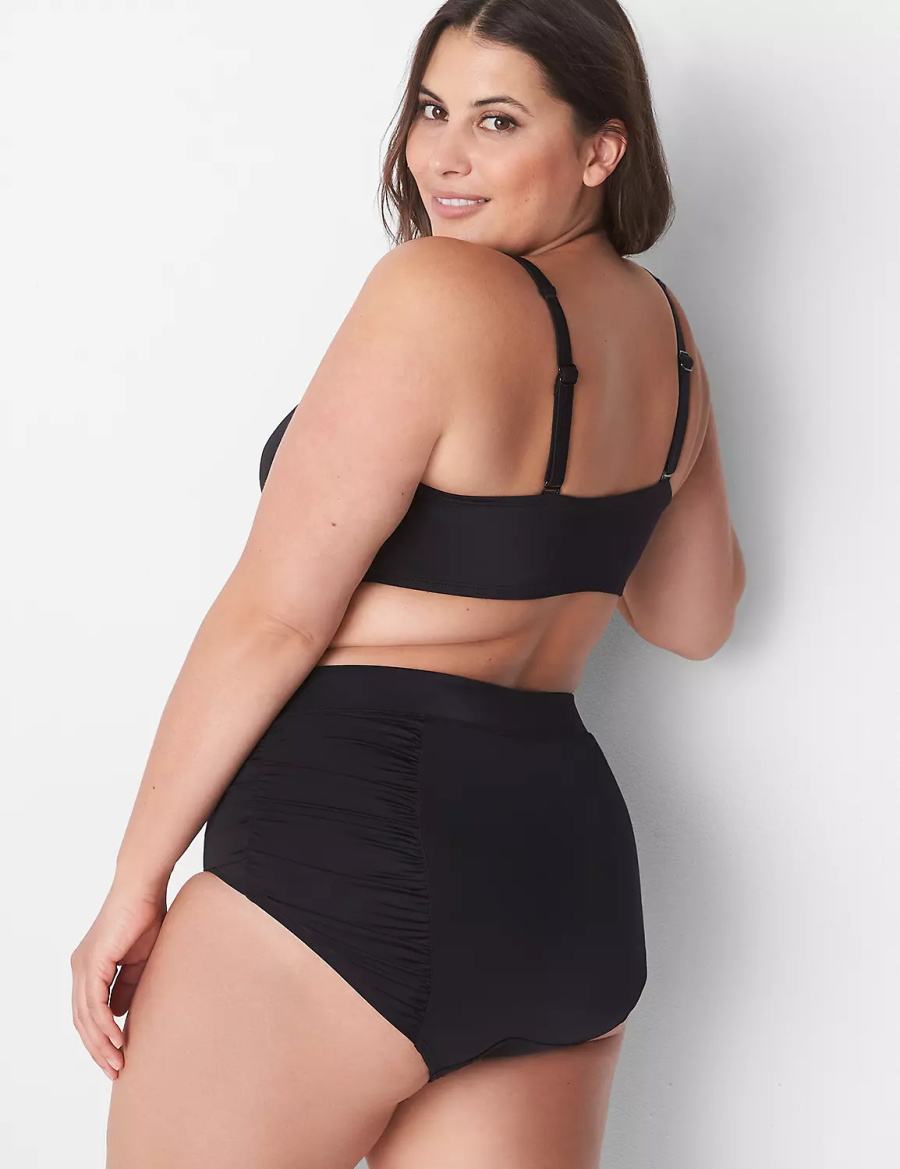 Lane Bryant Ruched Swim Slip Donna Nere | ZGJ7665FW