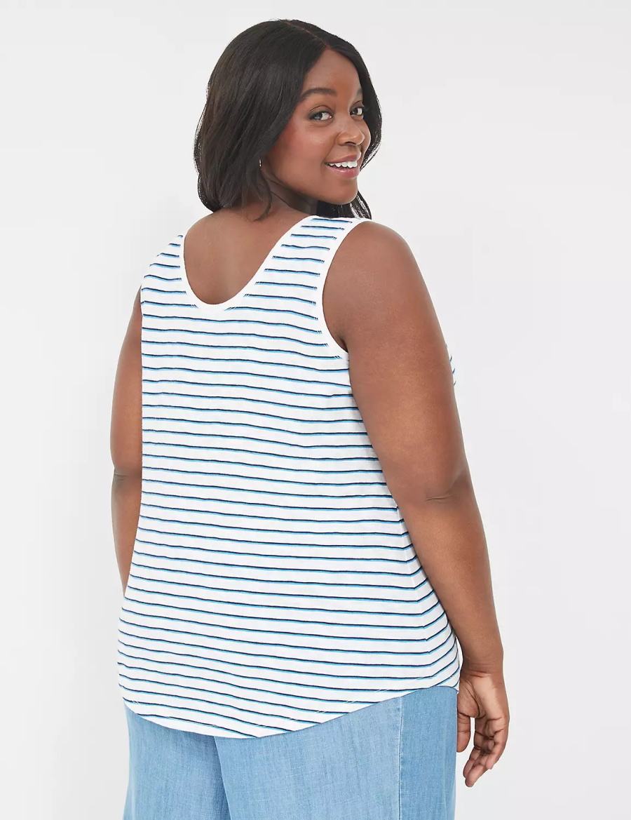 Lane Bryant Scoop-Neck Canotta Donna Blu Blu Marino Strisce | KDE812MF