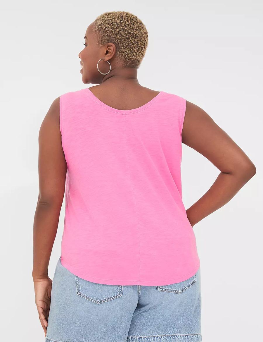 Lane Bryant Scoop-Neck Canotta Donna Rosa | NVI3992ZR