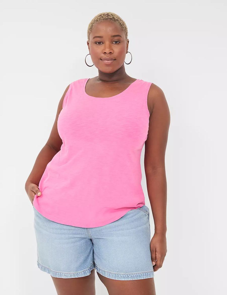 Lane Bryant Scoop-Neck Canotta Donna Rosa | NVI3992ZR