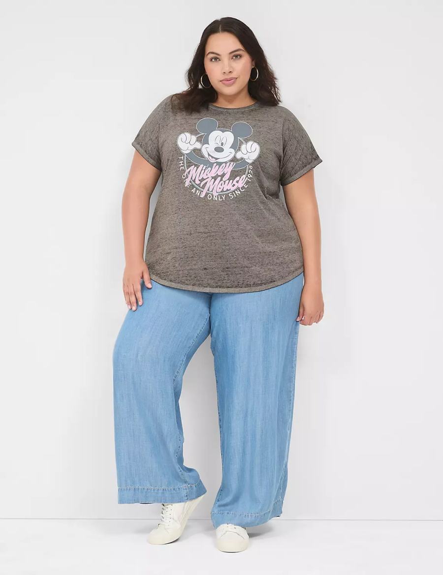 Lane Bryant Scoop-Neck Mickey Graphic Tee Magliette Donna Grigie | JFT5658QZ