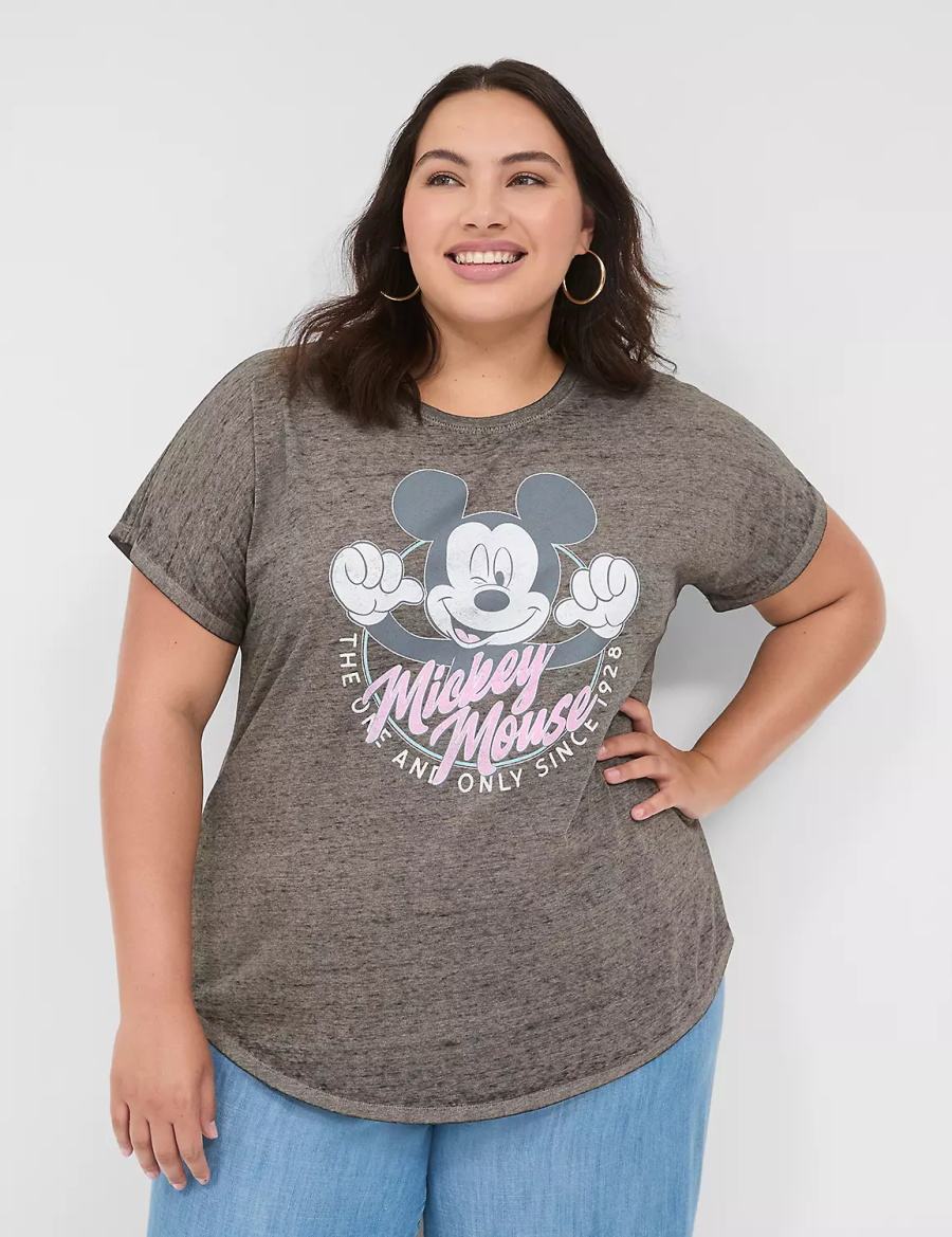 Lane Bryant Scoop-Neck Mickey Graphic Tee Magliette Donna Grigie | JFT5658QZ