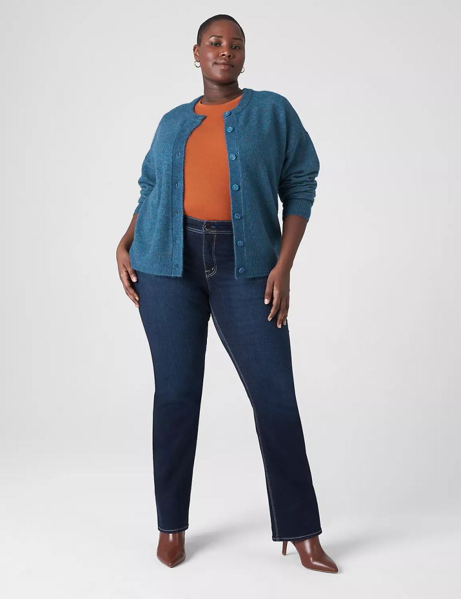 Lane Bryant Seven7 Boot With Back Pocket Embroidery Jeans Donna Blu Scuro | OID5710LG