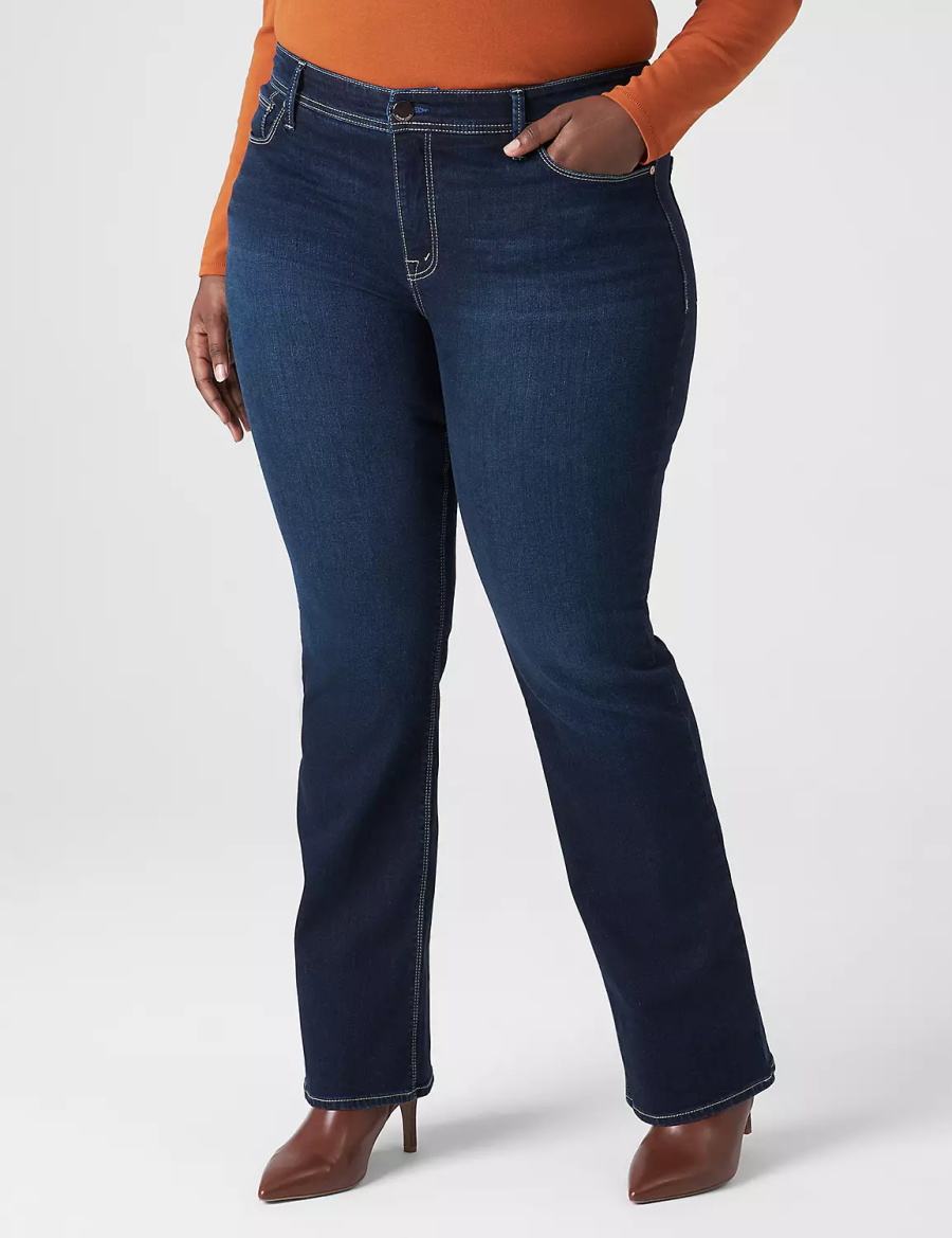 Lane Bryant Seven7 Boot With Back Pocket Embroidery Jeans Donna Blu Scuro | OID5710LG